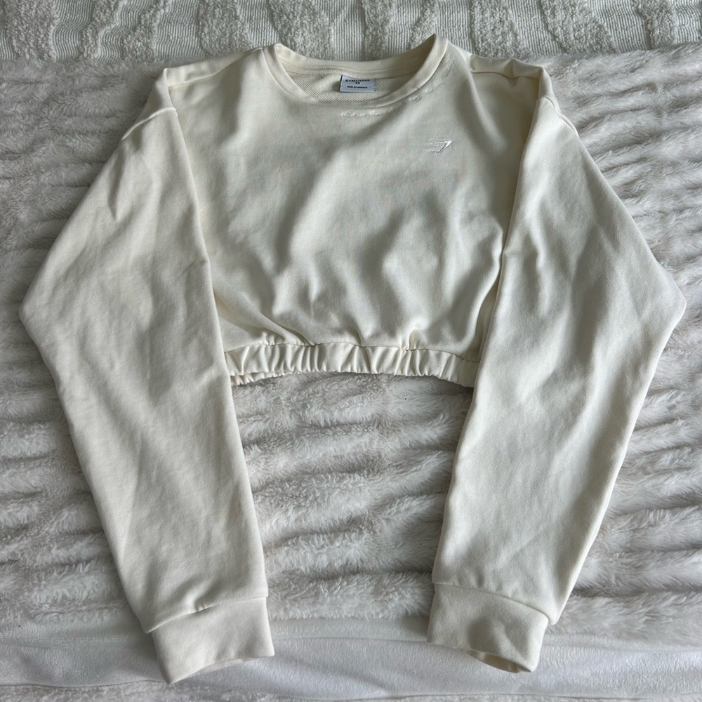 Gymshark cream cropped sweatshirt